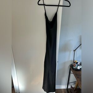 Silky black maxi dress for bridesmaid